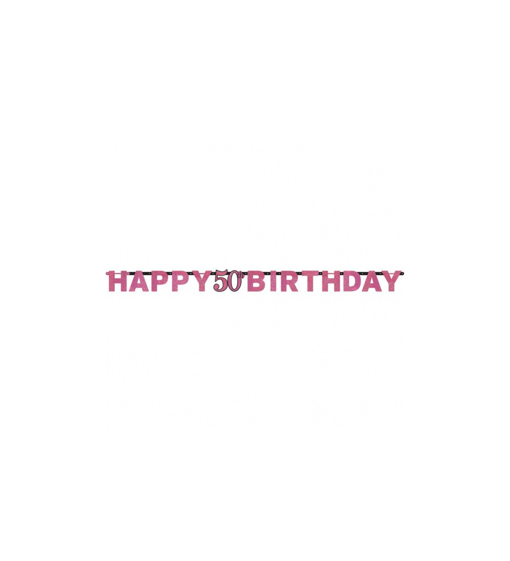 Rózsaszín felirat Boldog születésnapot 50 év