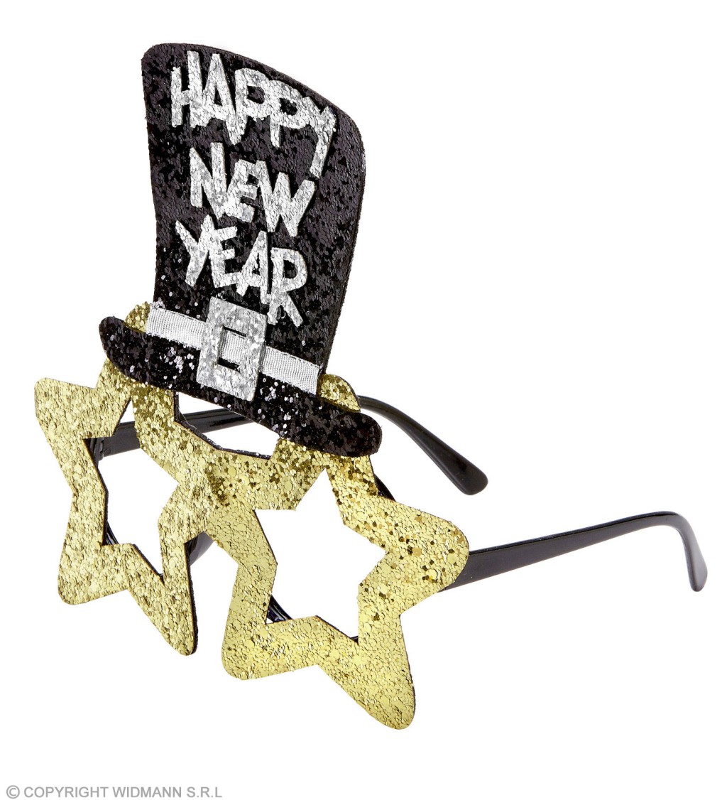 Szemüveg sapkával Boldog új évet - arany