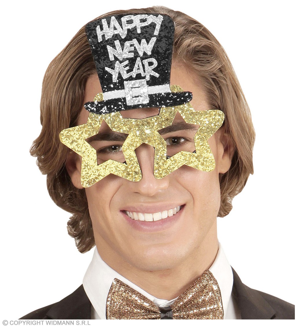 Szemüveg sapkával Boldog új évet - arany