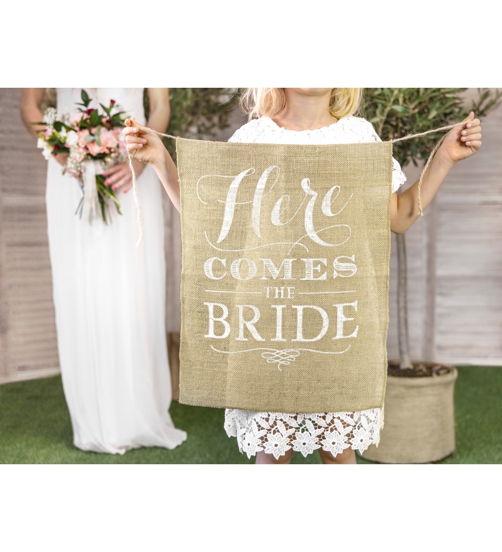 Esküvői felirat - Here comes the bride