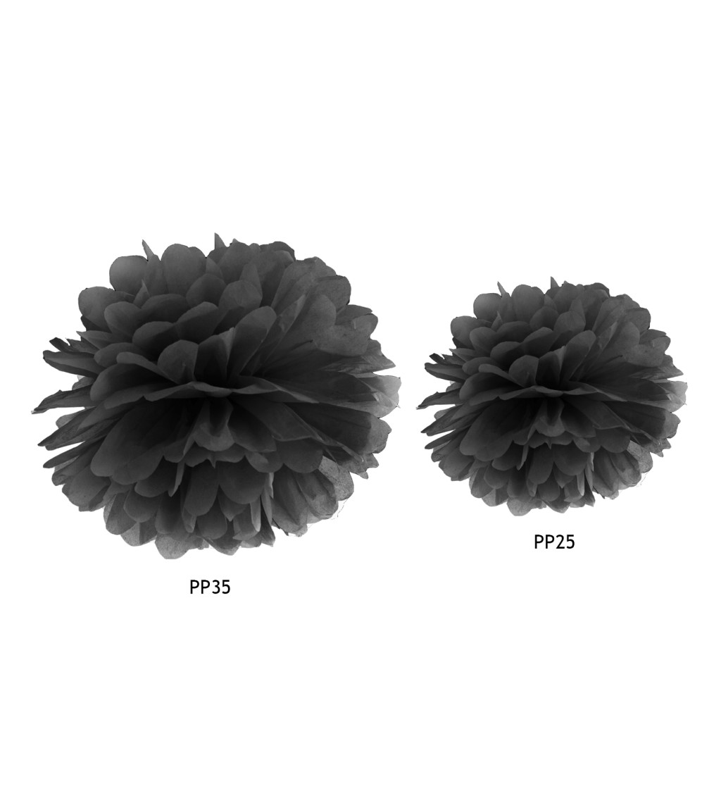 Dekoráció pom pom gömbök - fekete
