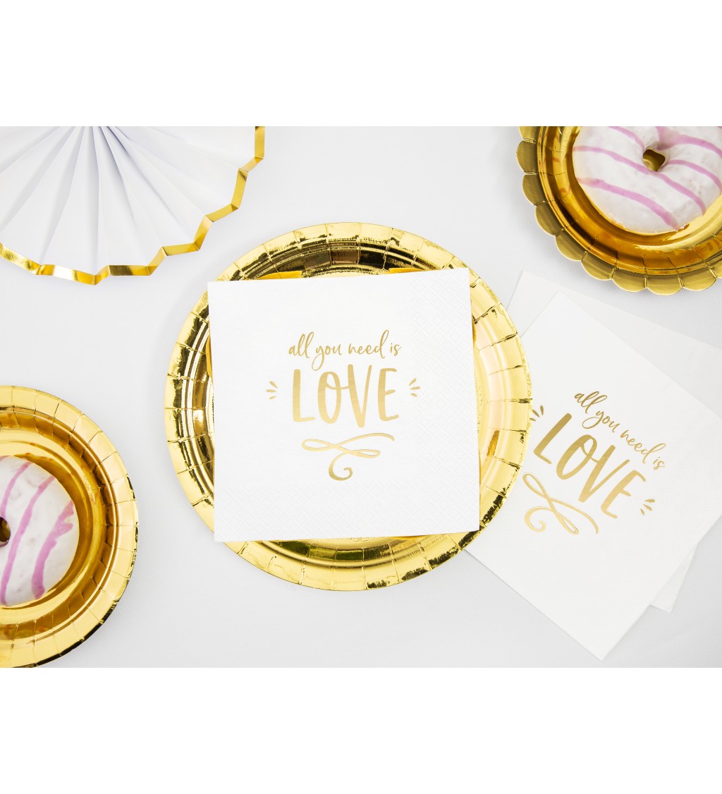 Esküvői szalvéták fehér-arany - Love