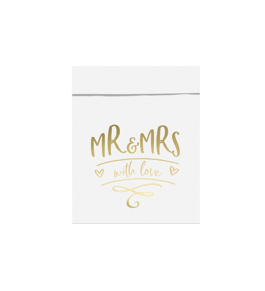 Papír esküvői táskák Mr&Mrs - fehér
