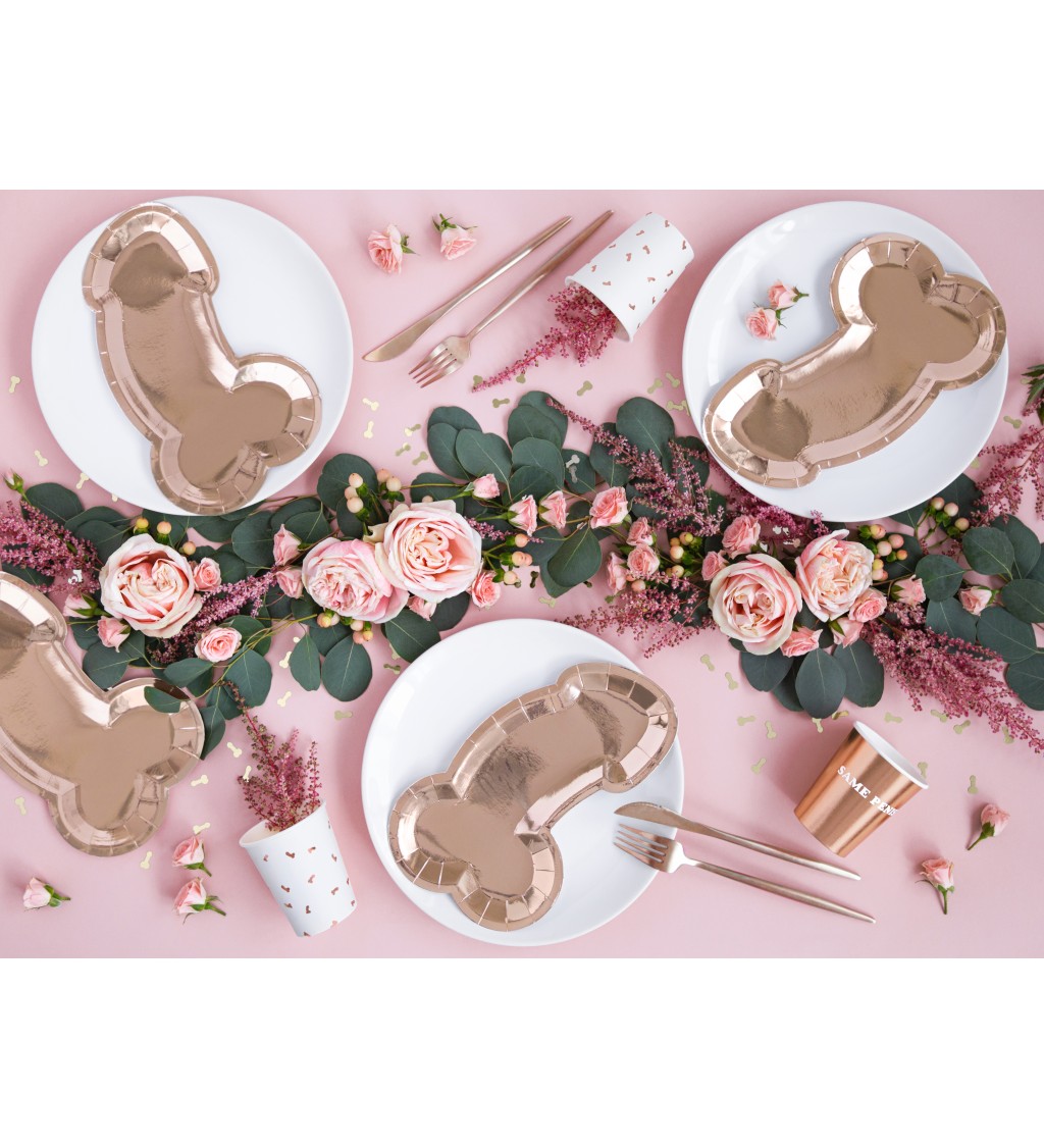 Party tányérok pénisz rózsaszín arany