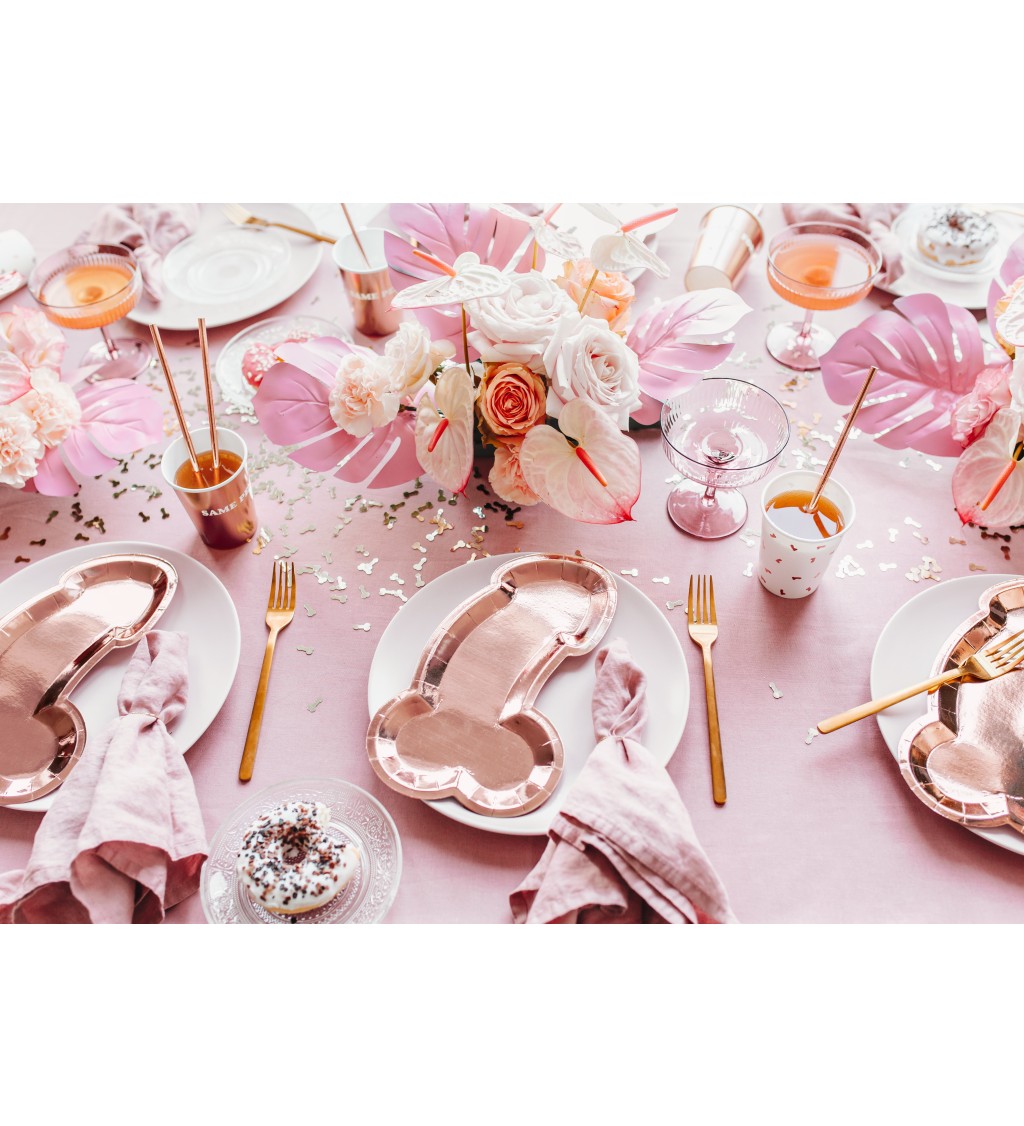 Party tányérok pénisz rózsaszín arany
