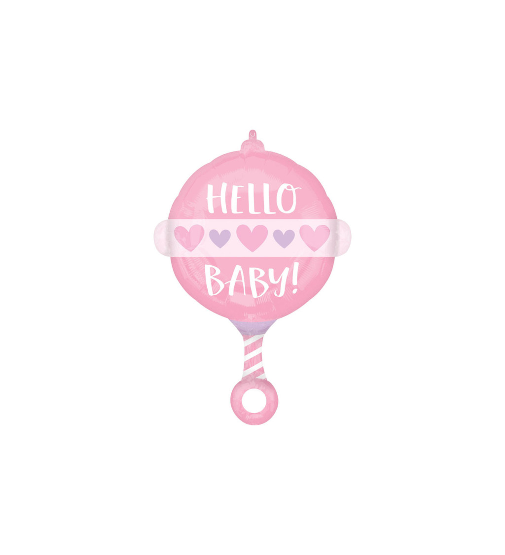 Hello baby rozsaszín léggömb