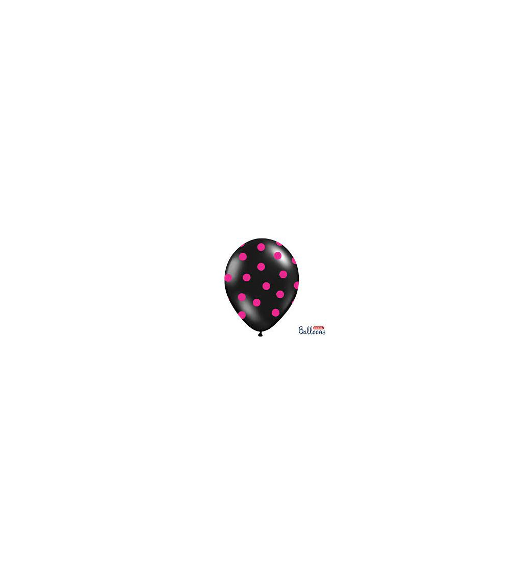 Fekete léggömbök - rózsaszín pöttyös