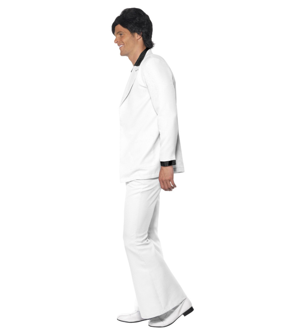 Férfi jelmez - 70-as évek, fehér-fekete öltöny