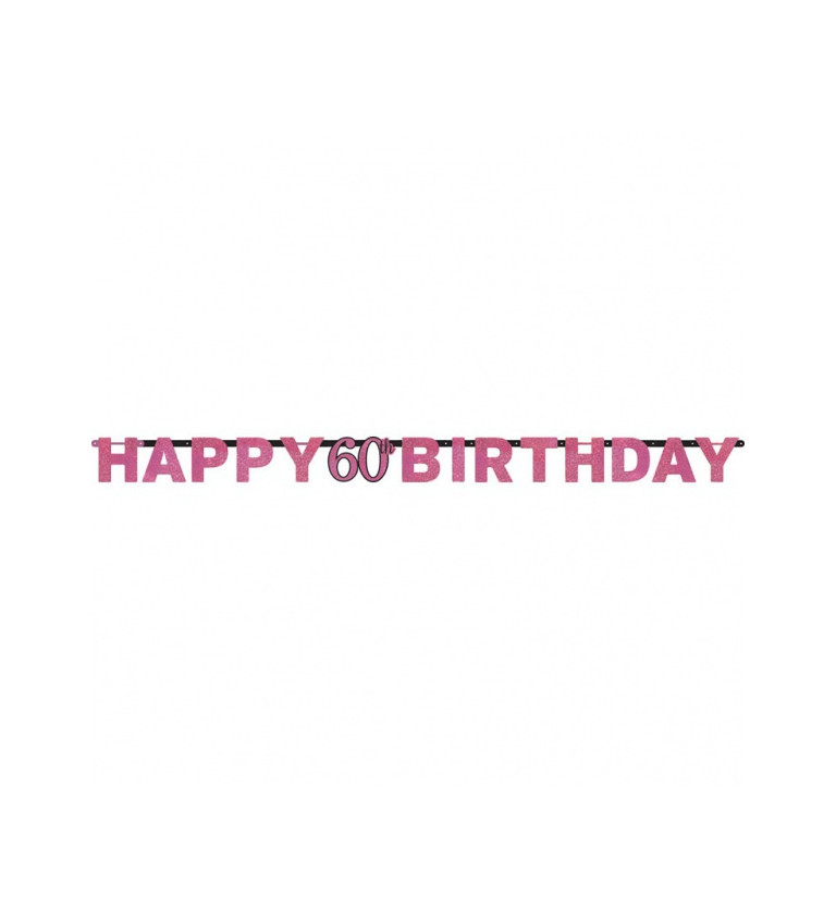 Rózsaszín felirat Boldog születésnapot 60 év