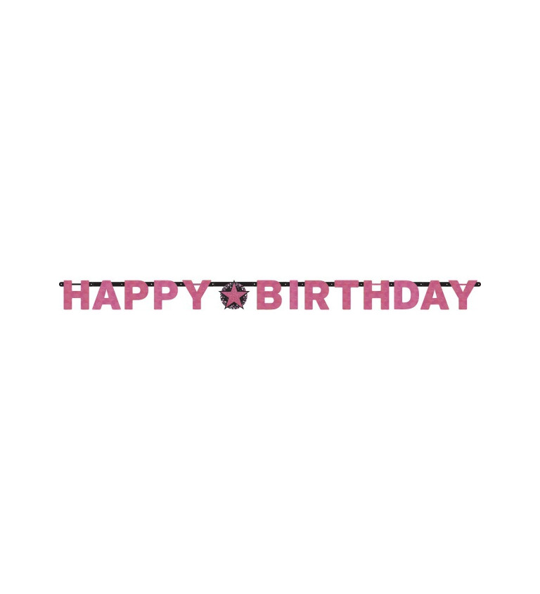 Rózsaszín füzér felirat Happy Birthday