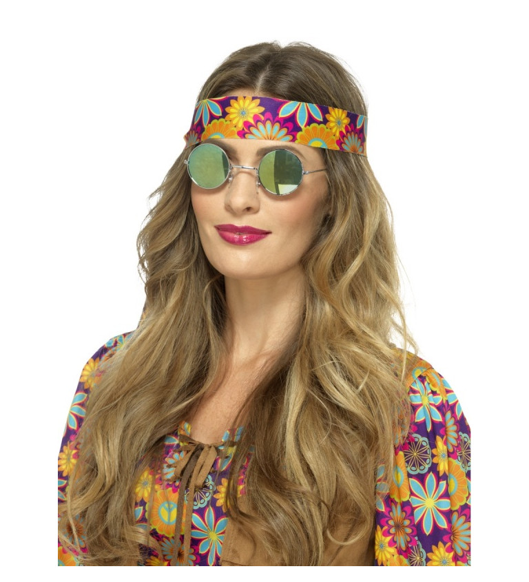 Kerek hippi szemüveg - kék-zöld