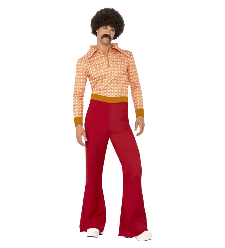 Férfi jelmez - 70-as évek, piros-narancssárga