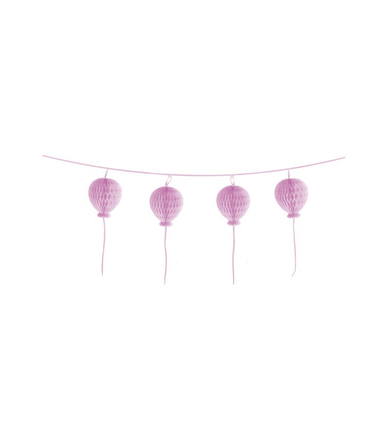 Rózsaszín füzér léggömbökkel