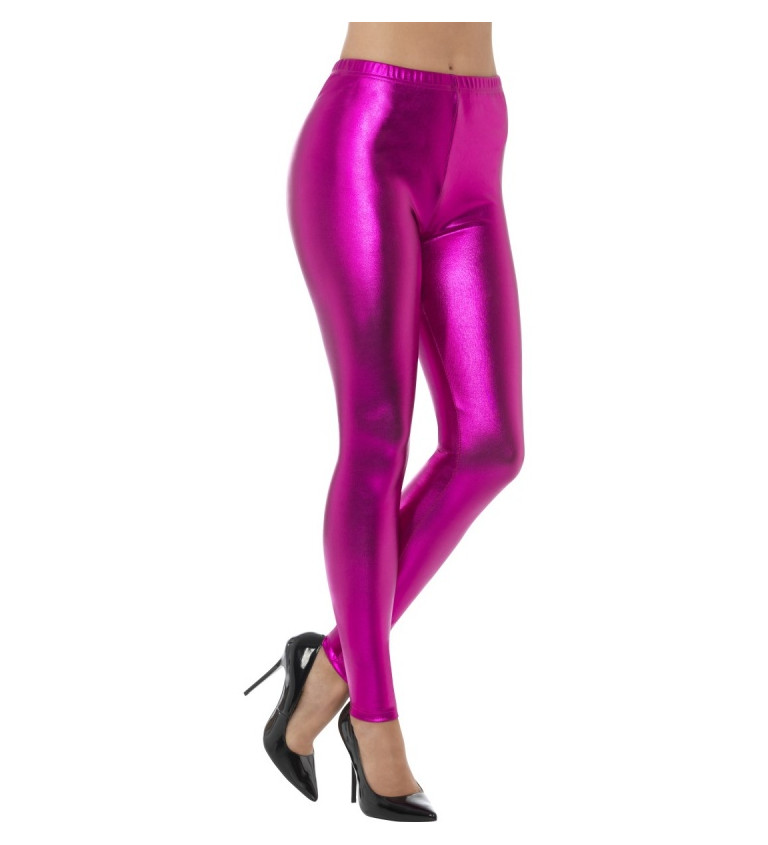 Fényes leggings - sötét rózsaszín