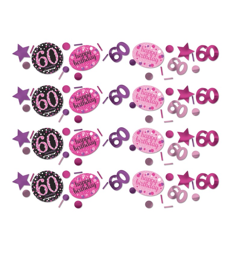 Rózsaszín születésnapi konfetti 60