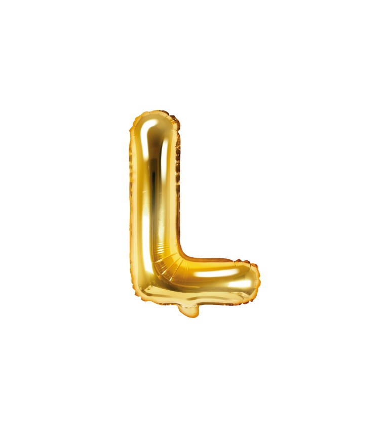 Fólia léggömb ''L'' betű, 35cm, arany