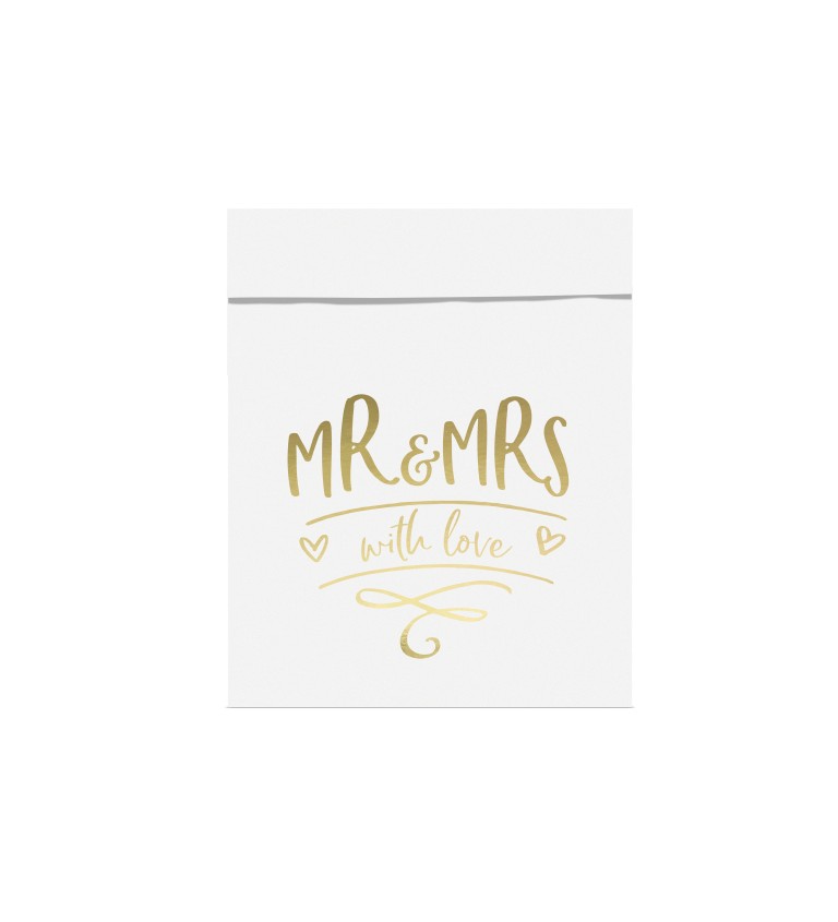 Papír esküvői táskák Mr&Mrs - fehér