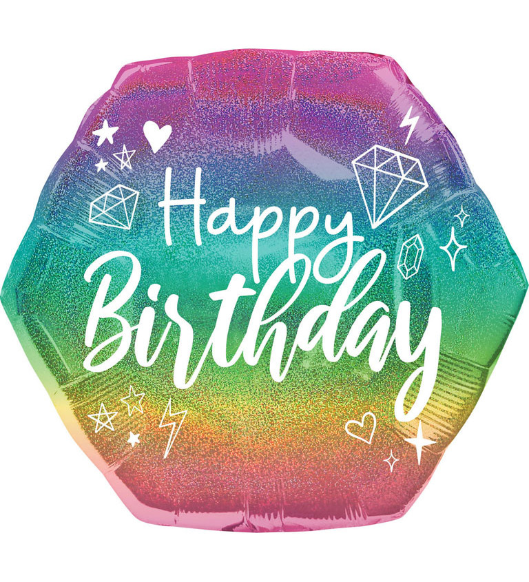 Happy Birthday léggömb - holografikus