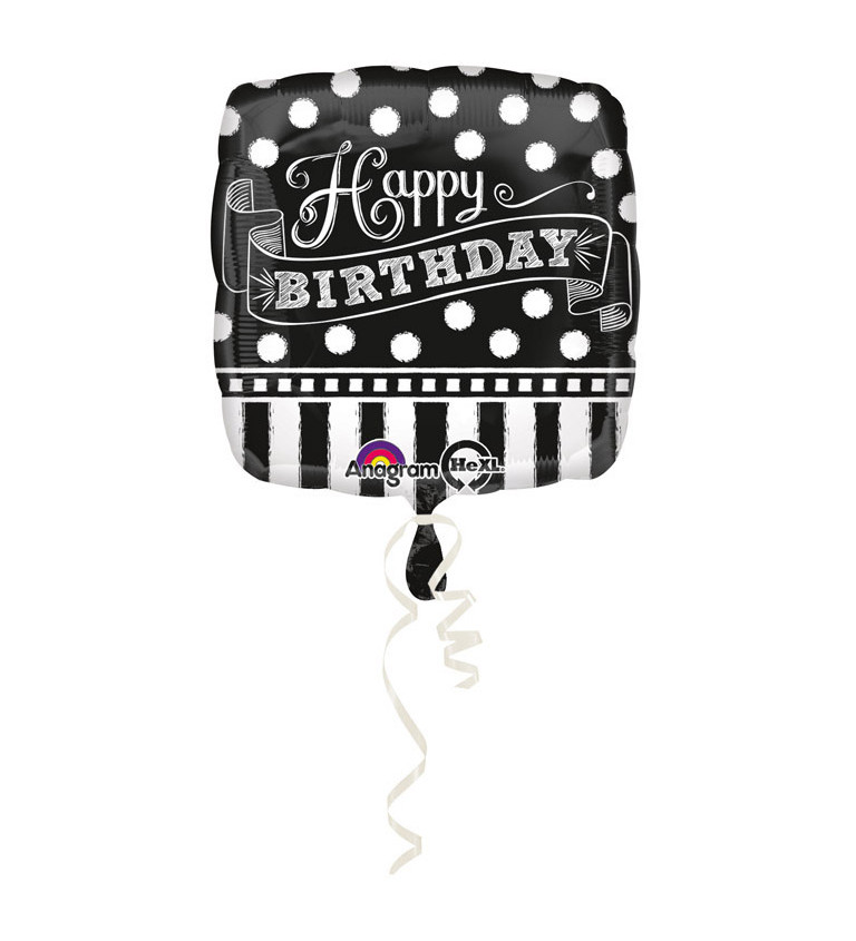 Fekete léggömb - Happy Birthday