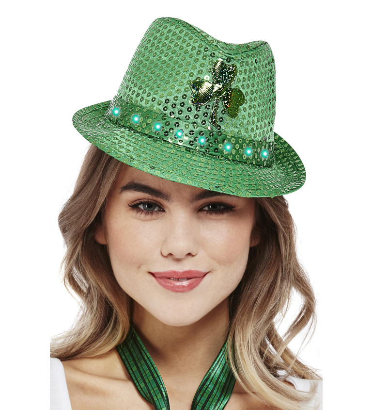 Zöld izzó flitteres kalap