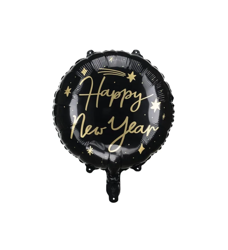 Happy New Year léggömb fekete színben