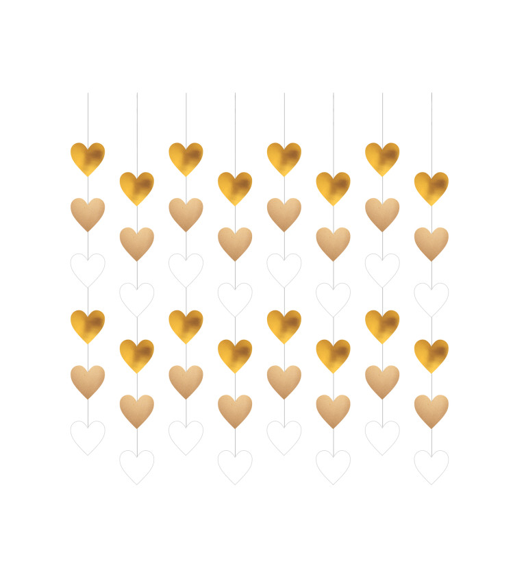 Papír dekoráció arany szív