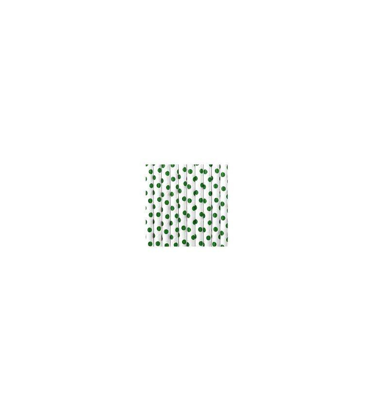 Papír szívószálak - zöld pöttyök