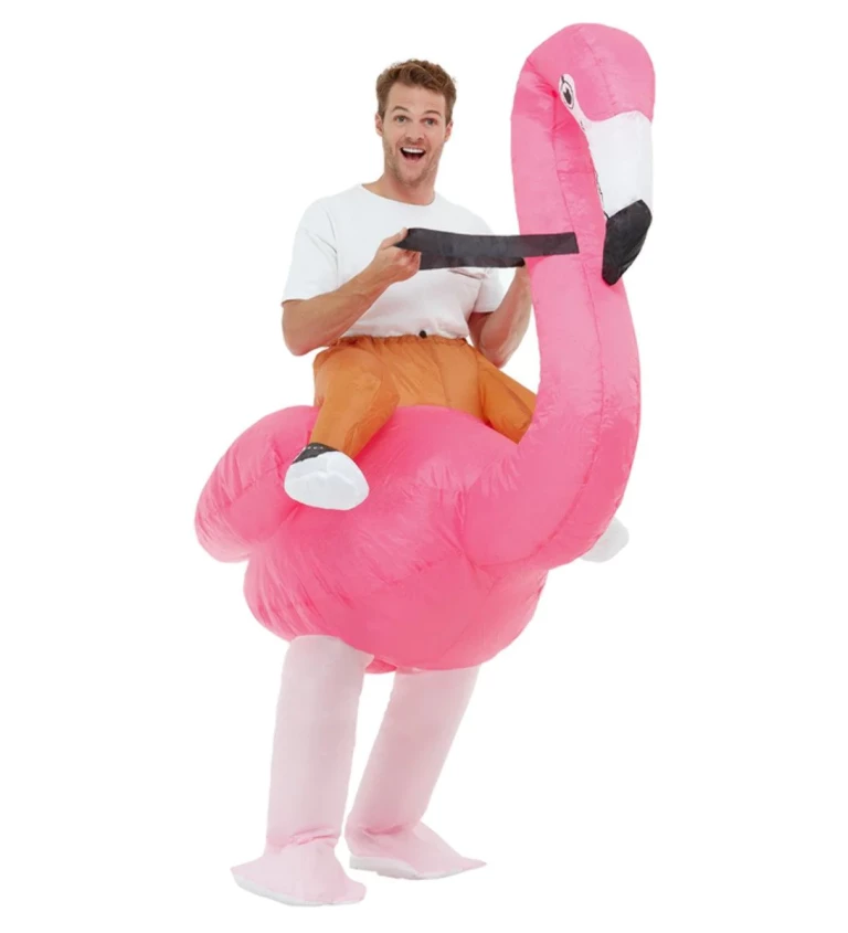 Felfújható jelmez Lovas flamingóval