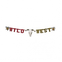 Dekoráció -  Wild West feliratú papírfüzér