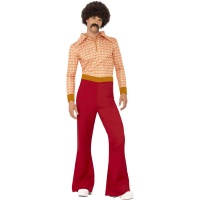 Férfi jelmez - 70-as évek, piros-narancssárga