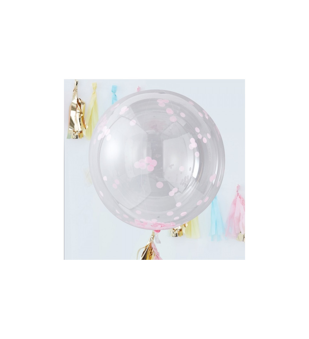 Léggömb konfettivel - Rózsaszín 3 db