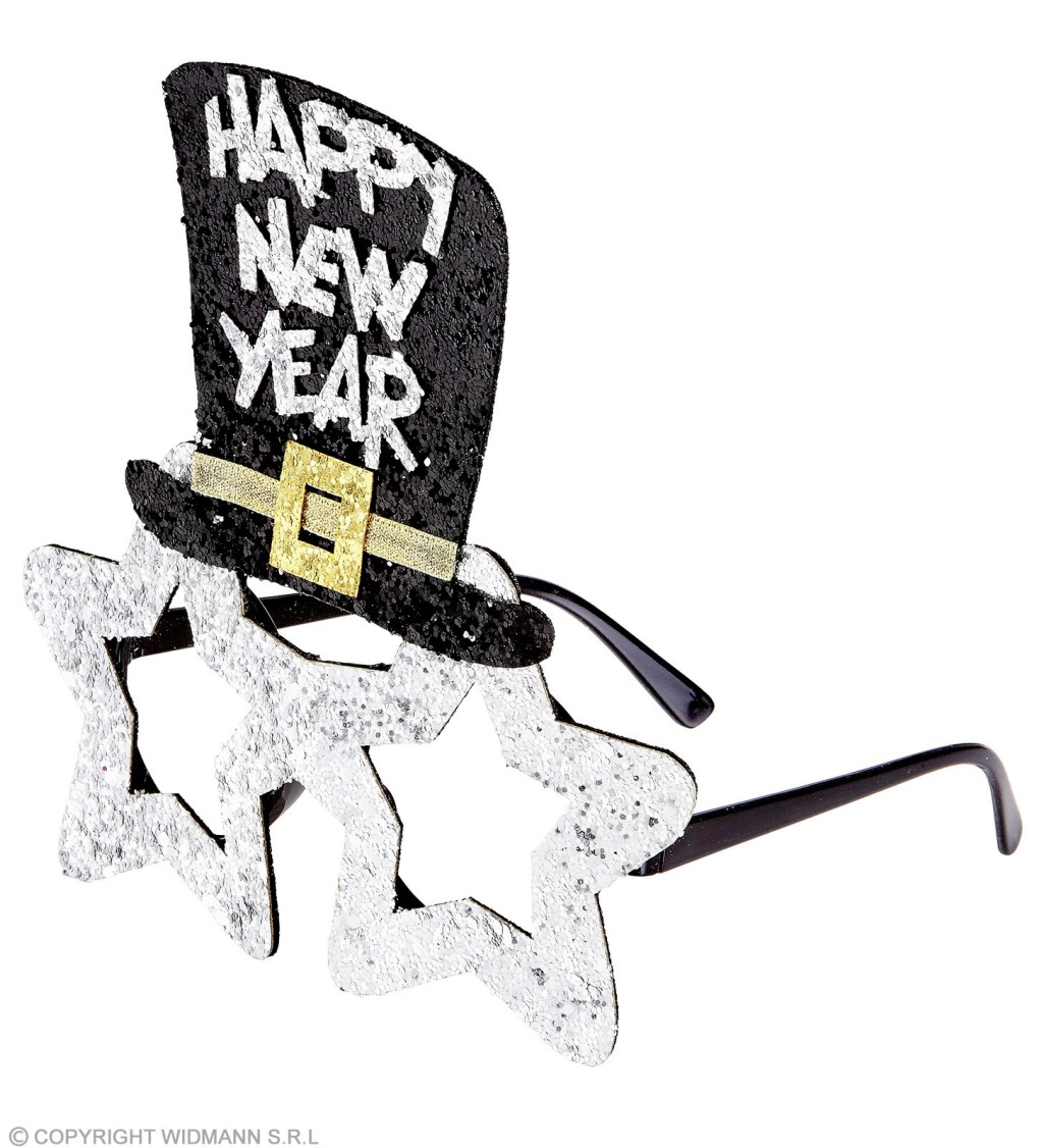 Szemüveg sapkával Boldog új évet - ezüst
