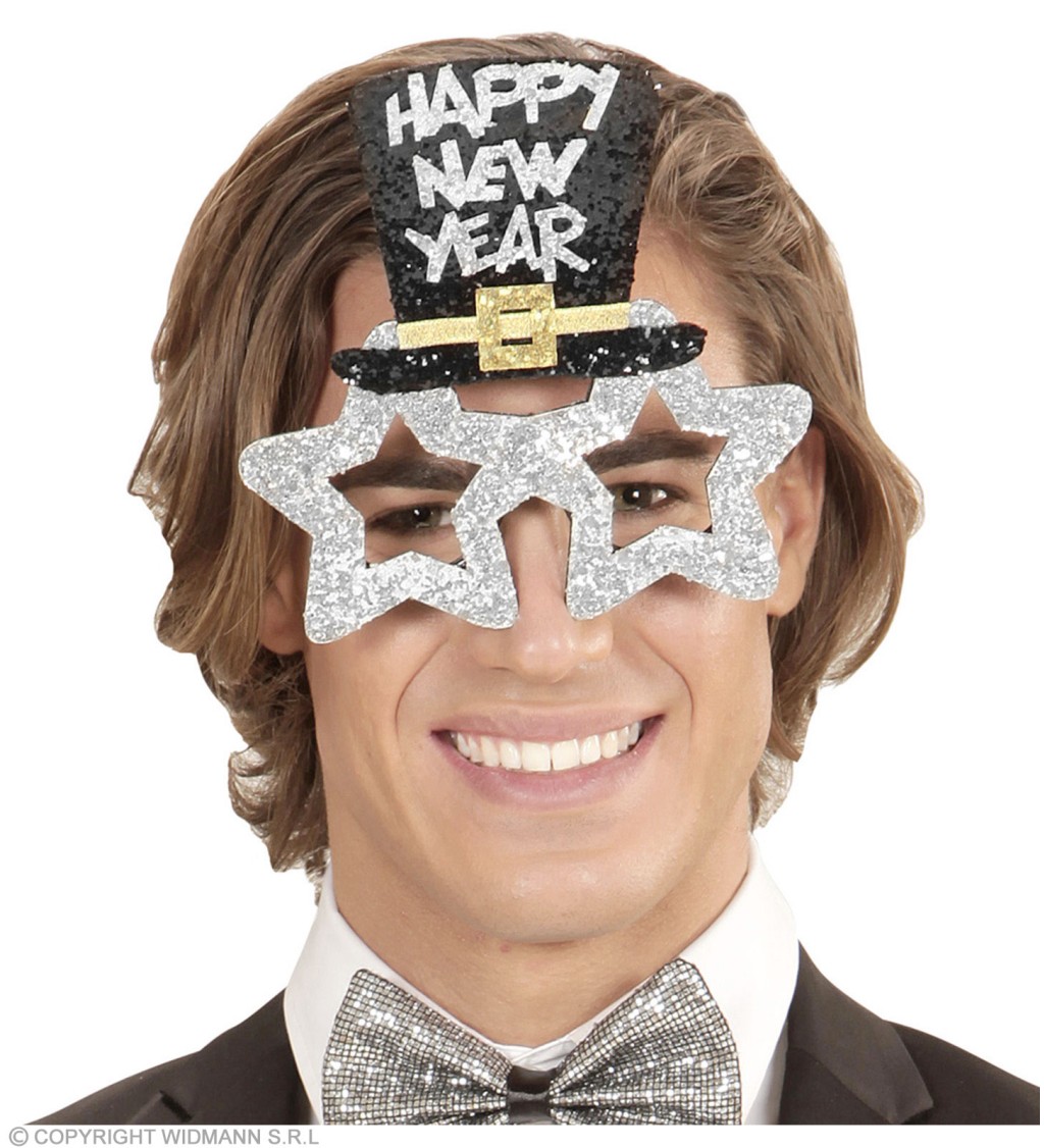 Szemüveg sapkával Boldog új évet - ezüst