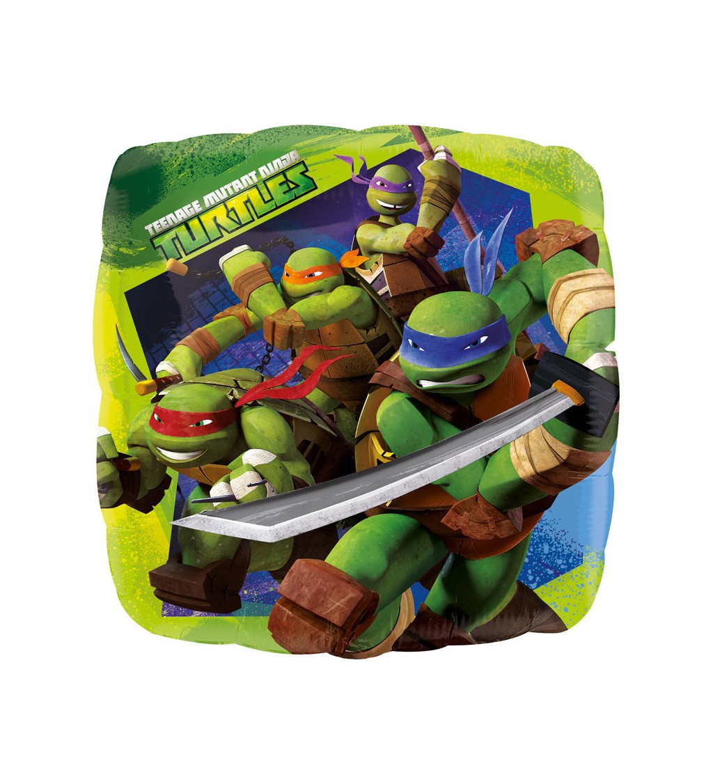 Ninja Turtles fólia léggömb - négyzet