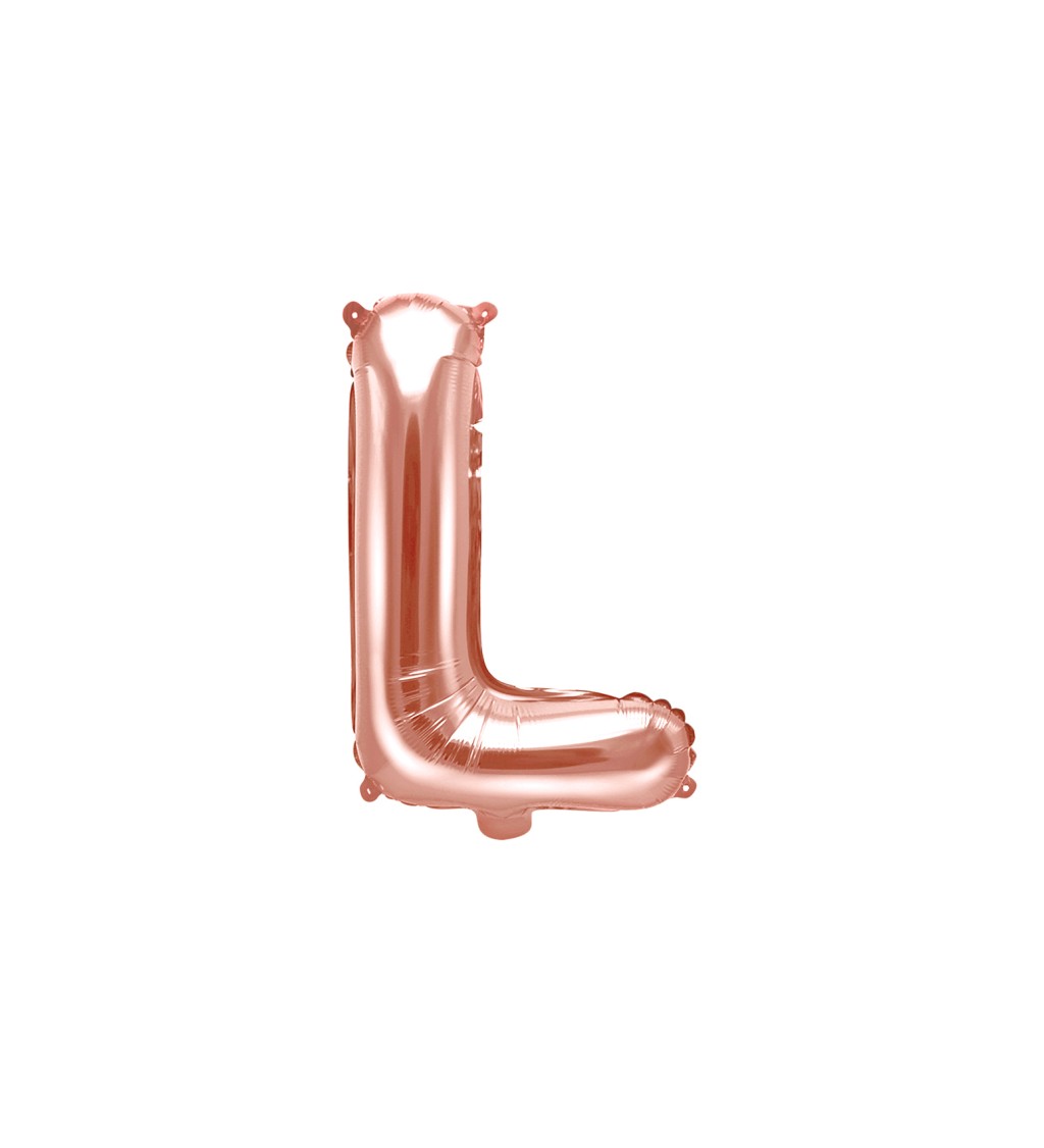Fólia léggömb ''L'' betű, 35cm, rózsaarany, rózsaarany
