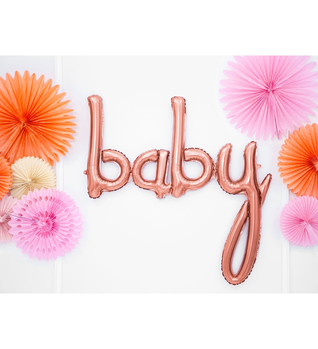 Fólia léggömb - felirat BABY rosegold