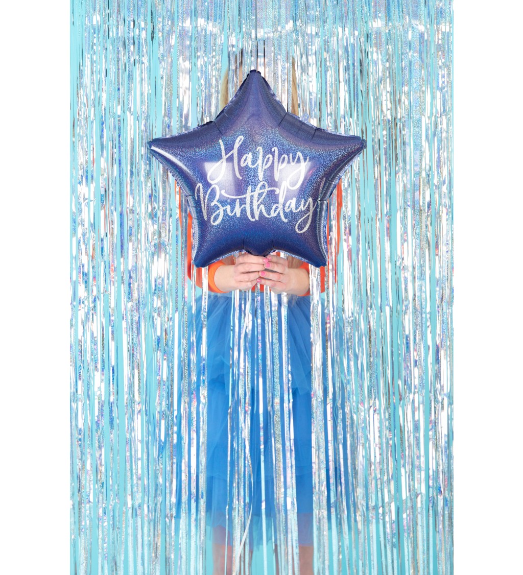 Fólia lufi Boldog születésnapot - kék csillag