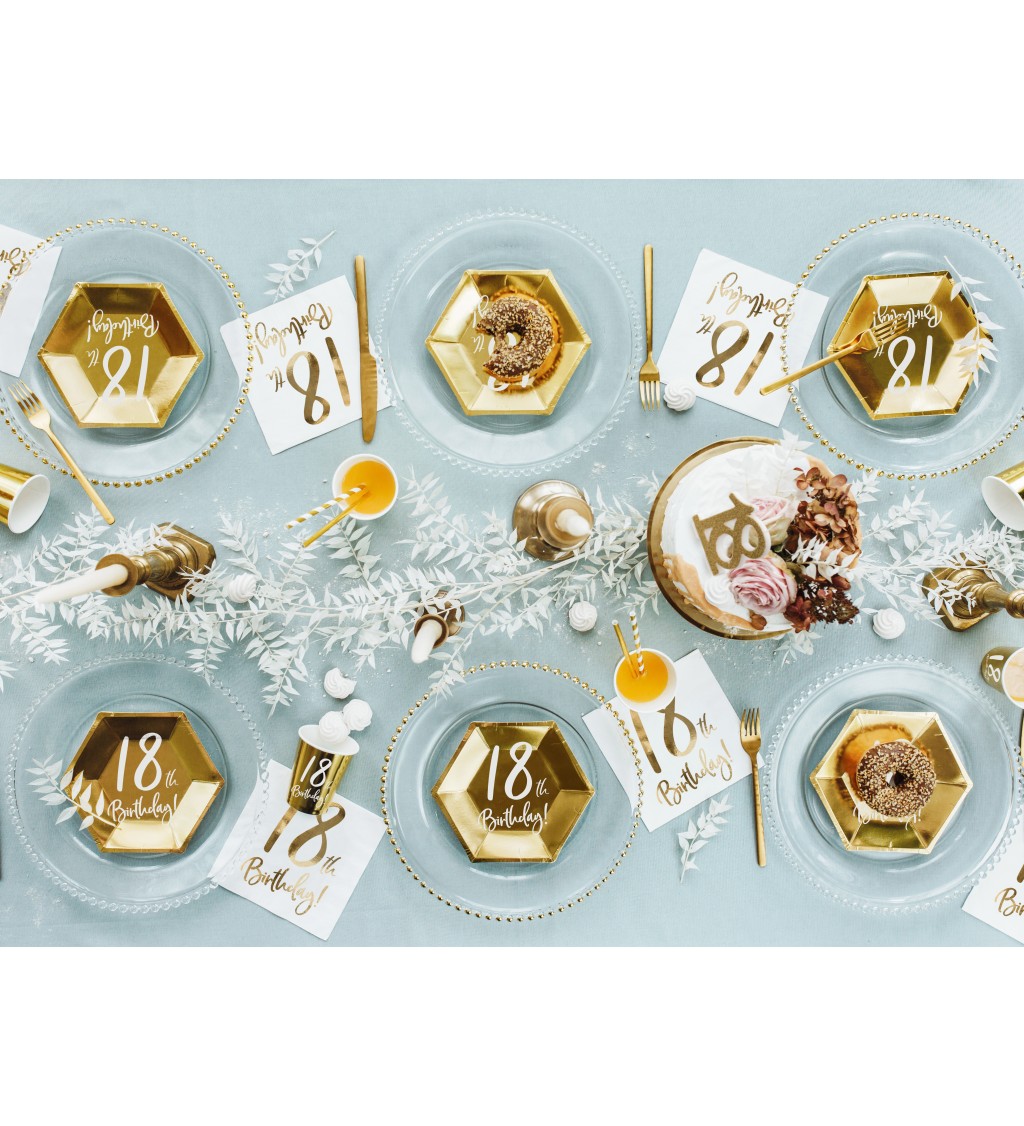 Arany hatszögletű tányérok 18. születésnap