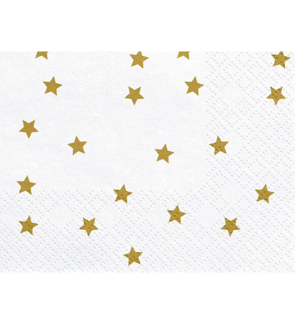 Fehér papírszalvéták arany csillagok