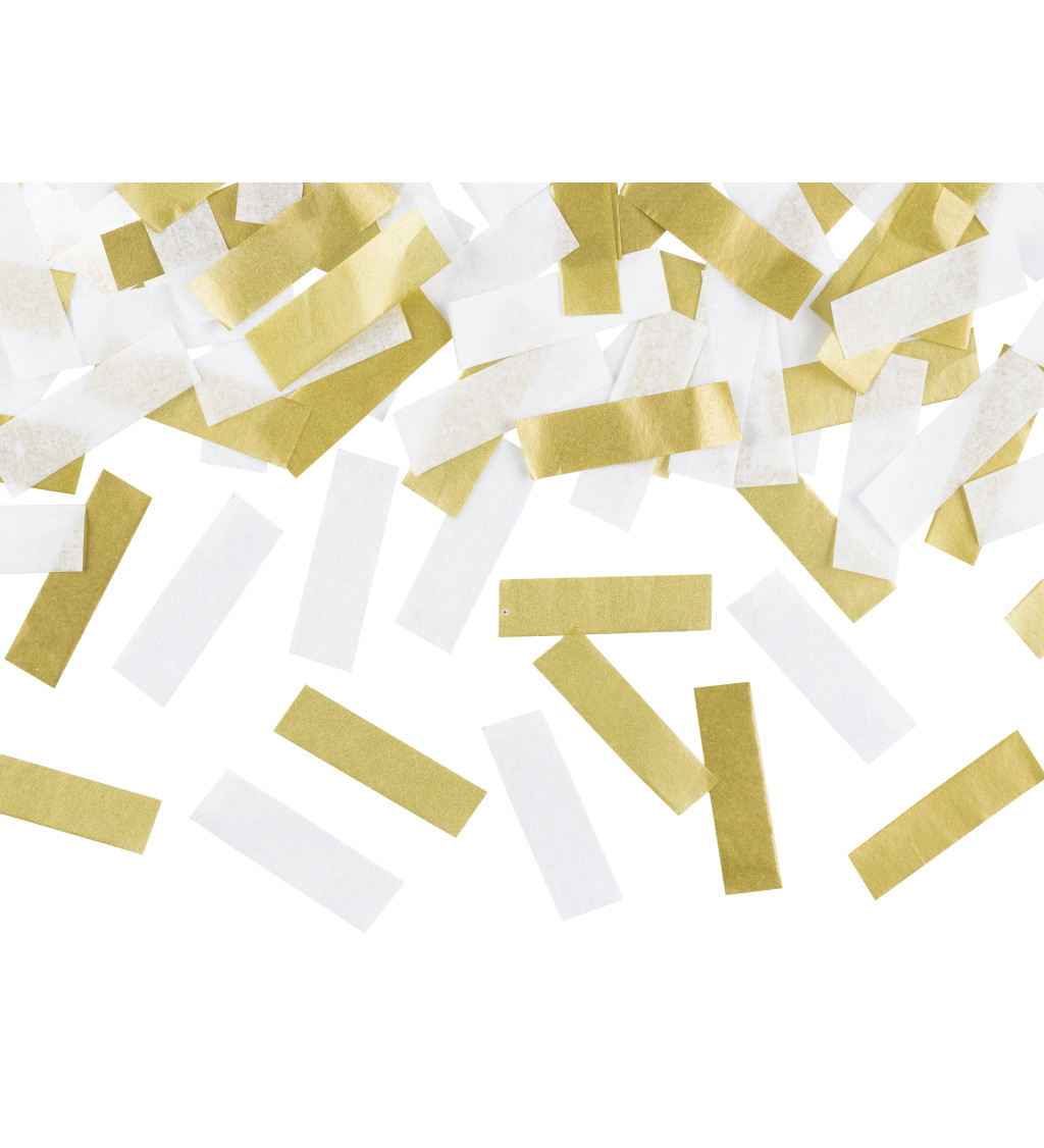 Kidobó konfetti arany és fehér csíkok
