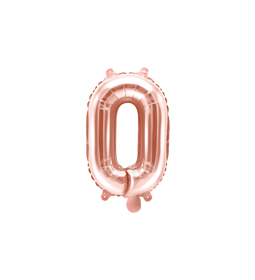 Fólia léggömb ''O'' betű, 35cm, rózsaarany, rózsaarany