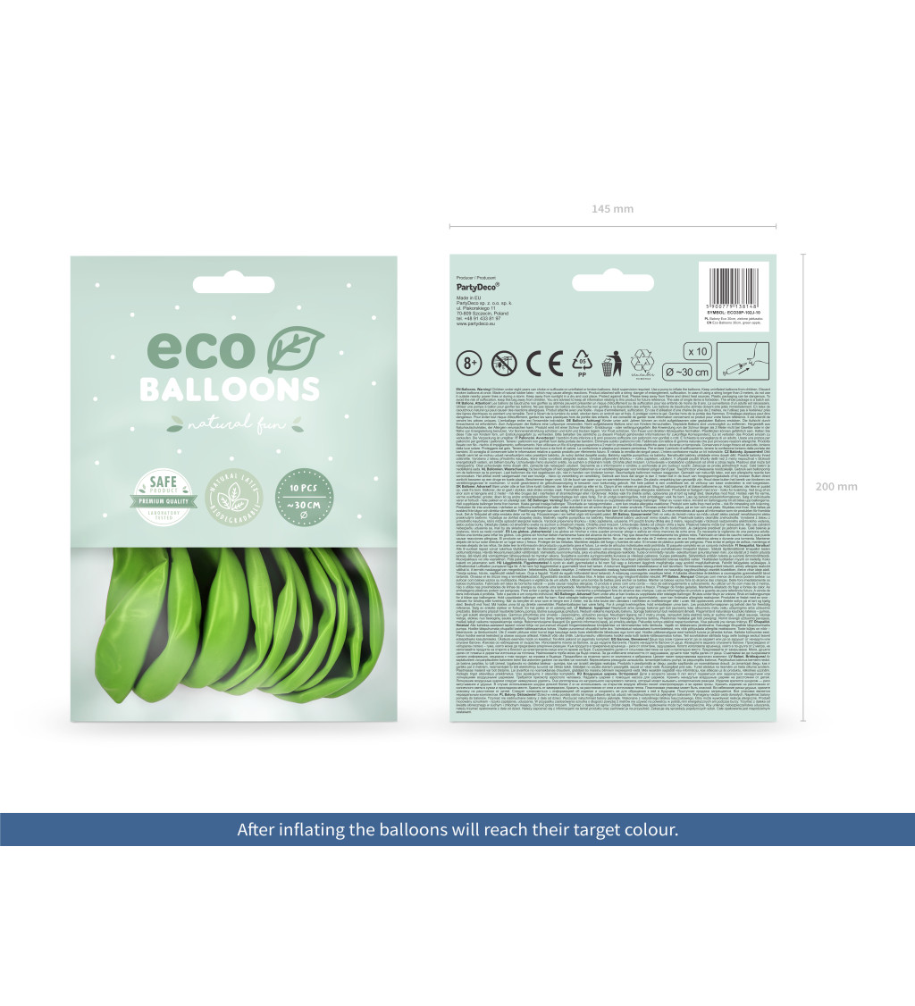 EKO Latex lufi 30 cm pasztell, zöld alma, 10 db