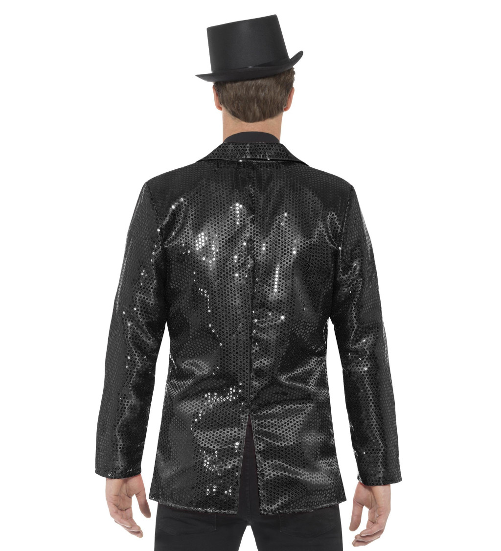 Férfi flitteres kabát - fekete