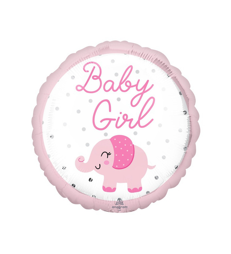 Fólia léggömb Baby Girl elefánttal