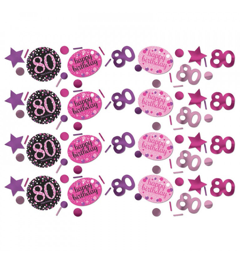 Rózsaszín születésnapi konfetti 80