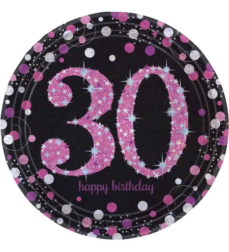 Rózsaszín party tányérok 30 év