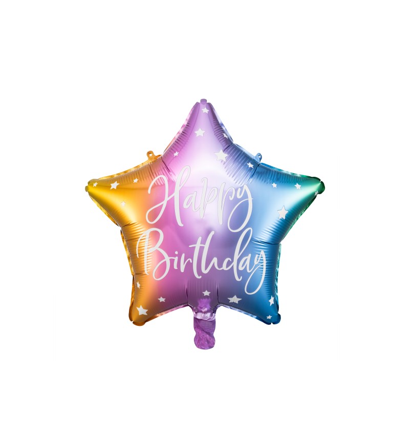 Fólia léggömb Boldog születésnapot - szivárványcsillag