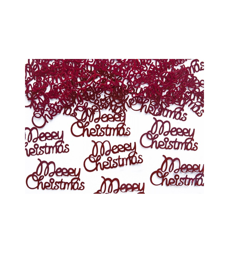 Dekoráció - konfetti Merry Christmas piros