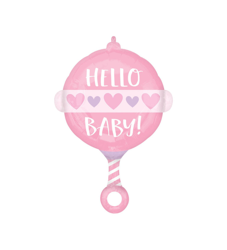 Hello baby rozsaszín léggömb